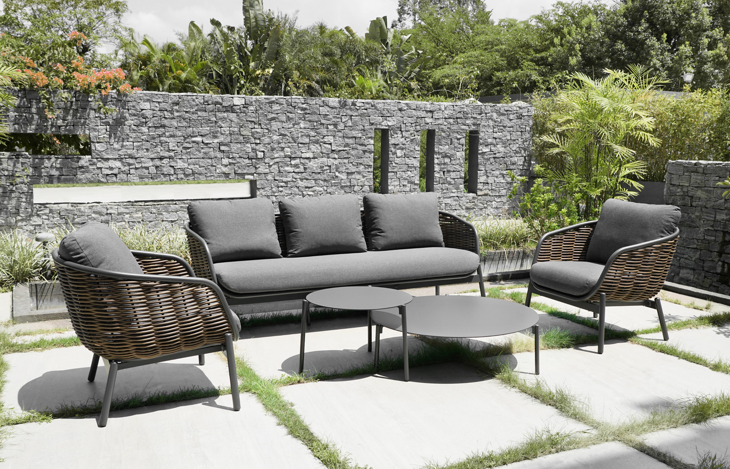 Sillón Bari Reed Charcoal 3 plazas