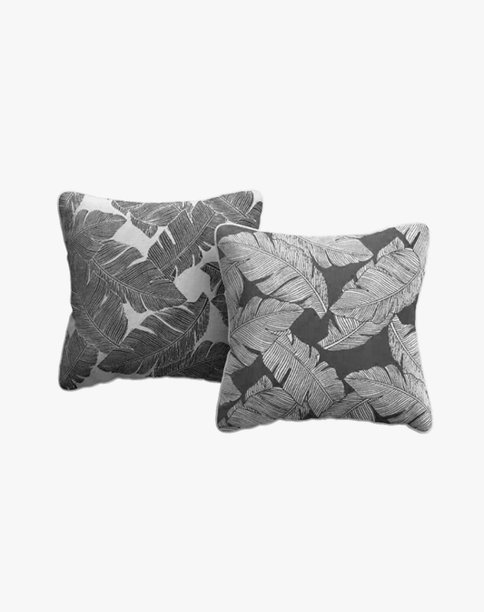 Cojín Grey Black Steady Hojas Grandes