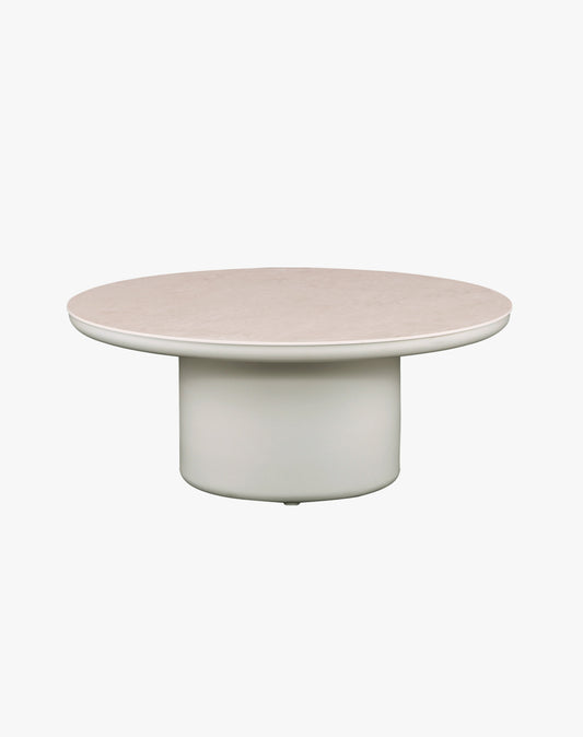 Mesa de Centro Diamante Redonda Beige 90x37 Piedra