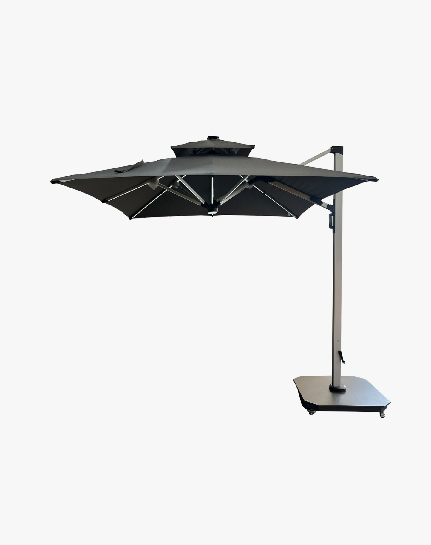 Sombrilla Roma 3X3 LED Gris con Base de Granito