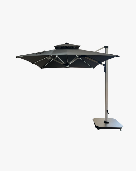 Sombrilla Roma 3X3 LED Gris con Base de Granito