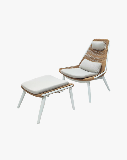 Sillón Como Lounge con Taburete Beige